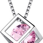 Birthstone Necklace/Earring 925 Sterling Silver Women Cross/3D Cube/Cresent Moon Birth Stone Jewelry Mens Birthday Gift Anniversary Present